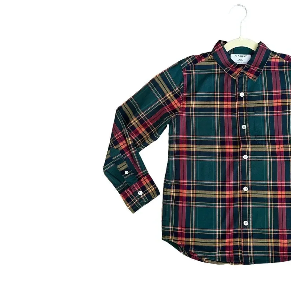 OLD NAVY | Green -Orange | PLAID SHIRT